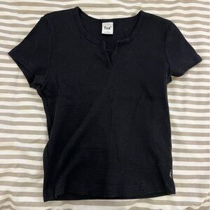 TNA Black Ribbed Knit Top